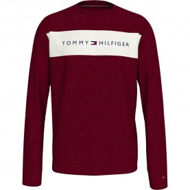тениска,мъжки,пижами,tommy,hilfiger,block,logo,long,sleeve,pyjama,t,shirt,red