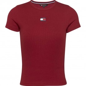 тениска,дамски,тениски,tommy,jeans,badge,rib,short,sleeve,t,shirt,red