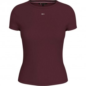 тениска,дамски,тениски,tommy,jeans,essential,rib,ext,short,sleeve,t,shirt,deep,rouge,(purple)