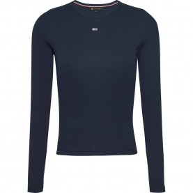 Тениска Tommy jeans Essential Rib long sleeve T-shirt - Blue (Dark Night Navy) тениска,мъжки,тениски,дамски,тениски,tommy,jeans,essential,rib,long,sleeve,t,shirt,blue,(dark,night,navy)