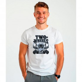 Тениска Kruskis Two Wheels short sleeve T-shirt - White (White) тениска,мъжки,тениски,kruskis,two,wheels,short,sleeve,t,shirt,white,(white)