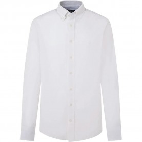 риза,с,дълъг,ръкав,мъжки,ризи,hackett,textured,linen,trim,long,sleeve,shirt,white