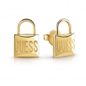 бижутерия,guess,lock,me,up,earrings,golden
