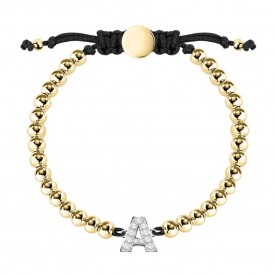 бижутерия,le,petite,story,boules,letter,a,bracelet,golden,(black,golden)