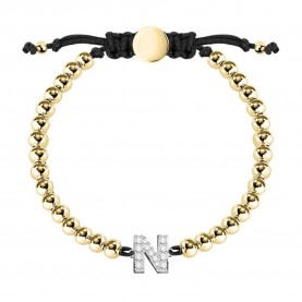 бижутерия,le,petite,story,boules,letter,n,bracelet,golden,(black,golden)