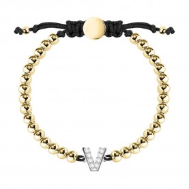 бижутерия,le,petite,story,boules,letter,v,bracelet,golden,(black,golden)