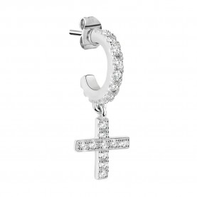 бижутерия,le,petite,story,hoop,cross,earrings,silver,(white)