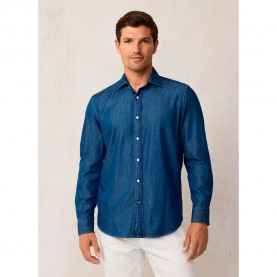 риза,с,дълъг,ръкав,мъжки,ризи,façonnable,chambray,long,sleeve,shirt,blue