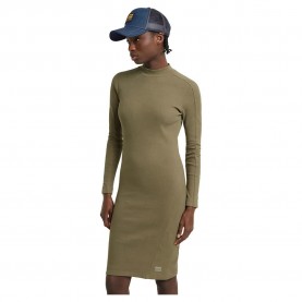 рокля,дамски,поли,и,рокли,g,star,ergonomic,slim,rib,long,sleeve,dress,green
