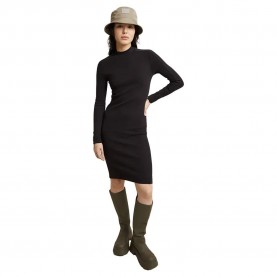 рокля,дамски,поли,и,рокли,g,star,ergonomic,slim,rib,long,sleeve,dress,dark,black,(black)