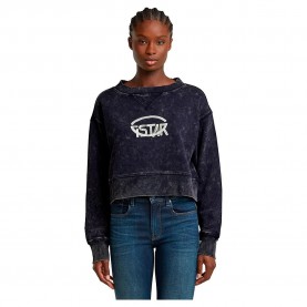 блуза,дамски,блузи,g,star,overdyed,cropped,logo,loose,r,sweatshirt,blue