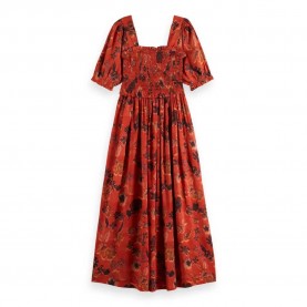 рокля,дамски,поли,и,рокли,scotch,&,soda,179143,short,sleeve,long,dress,orange