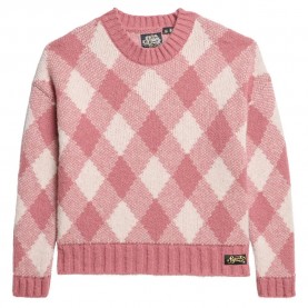 Блуза Superdry Argyle Pattern sweater - Pink (Mauvewood Pink) блуза,мъжки,пуловери,дамски,пуловери,superdry,argyle,pattern,sweater,pink,(mauvewood,pink)
