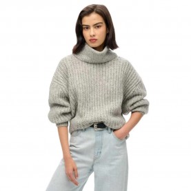 блуза,дамски,пуловери,дамски,плетени,дрехи,superdry,brushed,rib,slouch,nk,high,neck,sweater,heather,grey,twist,(grey)