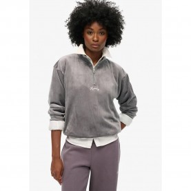 блуза,дамски,блузи,superdry,country,club,velour,half,zip,sweatshirt,grey
