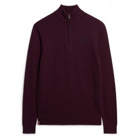 Блуза Superdry Essential Embroidered half zip sweater - Purple (Dark Berry) блуза,мъжки,пуловери,superdry,essential,embroidered,half,zip,sweater,purple,(dark,berry)