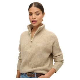 блуза,дамски,пуловери,дамски,плетени,дрехи,superdry,essential,half,zip,sweater,beige,(fudge,brown)