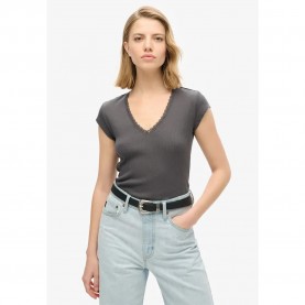 тениска,дамски,тениски,superdry,essential,lace,trim,v,short,sleeve,t,shirt,grey,(dark,slate,grey)