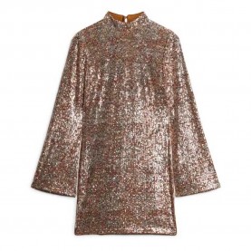 рокля,дамски,поли,и,рокли,superdry,sequin,long,sleeve,short,dress,brown