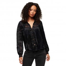 тениска,дамски,тениски,superdry,woven,lace,long,sleeve,t,shirt,black
