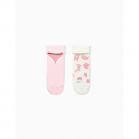 Чорапи Zippy ZBGUN0301 socks 2 pairs - White / Pink (Mixed) чорапи,мъжки,чорапи,дамски,чорапи,zippy,zbgun0301,socks,2,pairs,white,pink,(mixed)