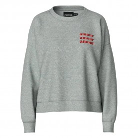 блуза,дамски,блузи,pieces,chilli,summer,print,sweatshirt,grey,(light,grey,melange,print,amour,amour,amour)