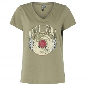 тениска,дамски,тениски,pieces,gabriella,short,sleeve,t,shirt,green,(deep,lichen,green,rock,roll,motive)