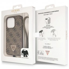 Guess Guhcp14Lp4Tdscpw iPhone 14 Pro 6.1 Crossbody 4G phone case - Clear (Brown) други,аксесоари,guess,guhcp14lp4tdscpw,iphone,14,pro,6.1,crossbody,4g,phone,case,clear,(brown)