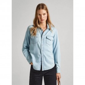 Риза с дълъг ръкав Pepe jeans Ivy long sleeve shirt refurbished - Blue (Denim Pf8) риза,с,дълъг,ръкав,дамски,ризи,мъжки,ризи,pepe,jeans,ivy,long,sleeve,shirt,refurbished,blue,(denim,pf8)