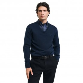 блуза,мъжки,пуловери,gant,8050209,v,neck,sweater,blue,(marine)