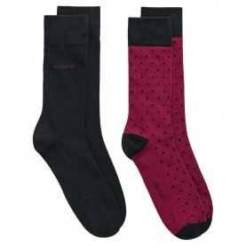 чорапи,мъжки,чорапи,gant,dot,and,solid,socks,2,pairs,red,black,(rich,wine)