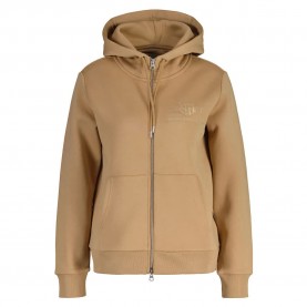 блуза,дамски,блузи,gant,reg,tonal,shield,full,zip,sweatshirt,brown