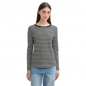 тениска,дамски,тениски,tom,tailor,1043085,striped,interlock,3,4,sleeve,t,shirt,white,black,(black,white,stripe)