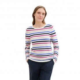 блуза,дамски,пуловери,дамски,плетени,дрехи,tom,tailor,ottoman,sweater,colorful,knit,stripe,design,(white)
