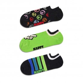 чорапи,мъжки,чорапи,hs,by,happy,socks,peace,no,show,long,socks,3,pairs,green,black,(black)