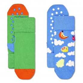 чорапи,детски,чорапи,hs,by,happy,socks,antislip,cloud,years,fruit,crew,socks,2,pairs,green,blue,(blue)