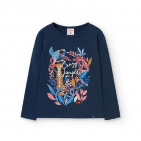Тениска Boboli Stretch Knit long sleeve T-shirt - Blue (Marine) тениска,мъжки,тениски,дамски,тениски,boboli,stretch,knit,long,sleeve,t,shirt,blue,(marine)