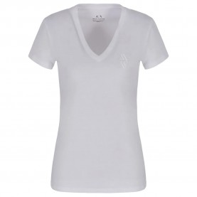 тениска,дамски,тениски,armani,exchange,6dyt01,yj8qz,short,sleeve,v,neck,t,shirt,white