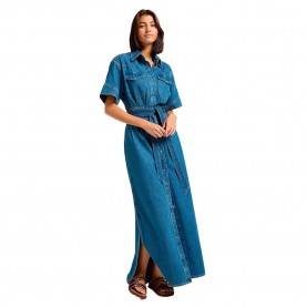 рокля,дамски,поли,и,рокли,lee,western,short,sleeve,long,dress,blue