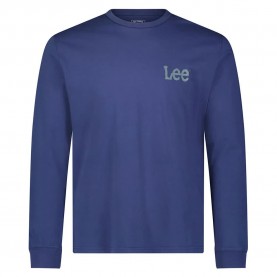 тениска,мъжки,тениски,lee,wobbly,logo,long,sleeve,t,shirt,blue,(mood,indigo)