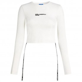 фланелка,с,дълъг,ръкав,дамски,топове,karl,lagerfeld,a1w17037,long,sleeve,top,pristine,(white)