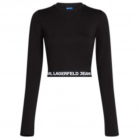 фланелка,с,дълъг,ръкав,дамски,топове,karl,lagerfeld,a1w17042,long,sleeve,top,black,(black)