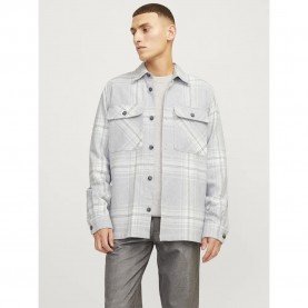 карирана,риза,мъжки,якета,jack,&,jones,raymond,melange,check,overshirt,grey,melange,comfort,fit,(grey)