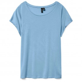 тениска,дамски,тениски,vero,moda,ava,plain,short,sleeve,t,shirt,airy,blue,(blue)