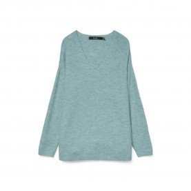 блуза,дамски,пуловери,дамски,плетени,дрехи,vero,moda,crewlefile,v,neck,sweater,green,(gray,mist,melange)