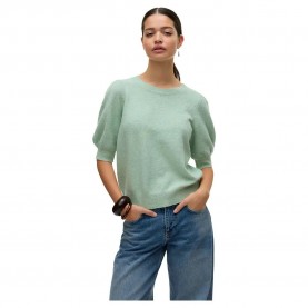 блуза,дамски,пуловери,дамски,плетени,дрехи,vero,moda,doffy,2,4,short,sleeve,sweater,birds,egg,green,melange,(green)