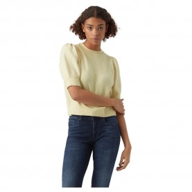 блуза,дамски,пуловери,дамски,плетени,дрехи,vero,moda,doffy,2,4,short,sleeve,sweater,lemon,meringue,melange,(yellow)