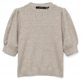 блуза,дамски,пуловери,дамски,плетени,дрехи,vero,moda,doffy,2,4,short,sleeve,sweater,moon,rock,melange,(beige)