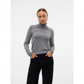блуза,дамски,пуловери,дамски,плетени,дрехи,vero,moda,iris,high,neck,sweater,medium,grey,melange,(grey)