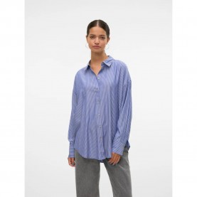 Риза с дълъг ръкав Vero moda Nora Oversize long sleeve shirt - Blue (Marlin / Selma Bright White) риза,с,дълъг,ръкав,дамски,ризи,мъжки,ризи,vero,moda,nora,oversize,long,sleeve,shirt,blue,(marlin,selma,bright,white)